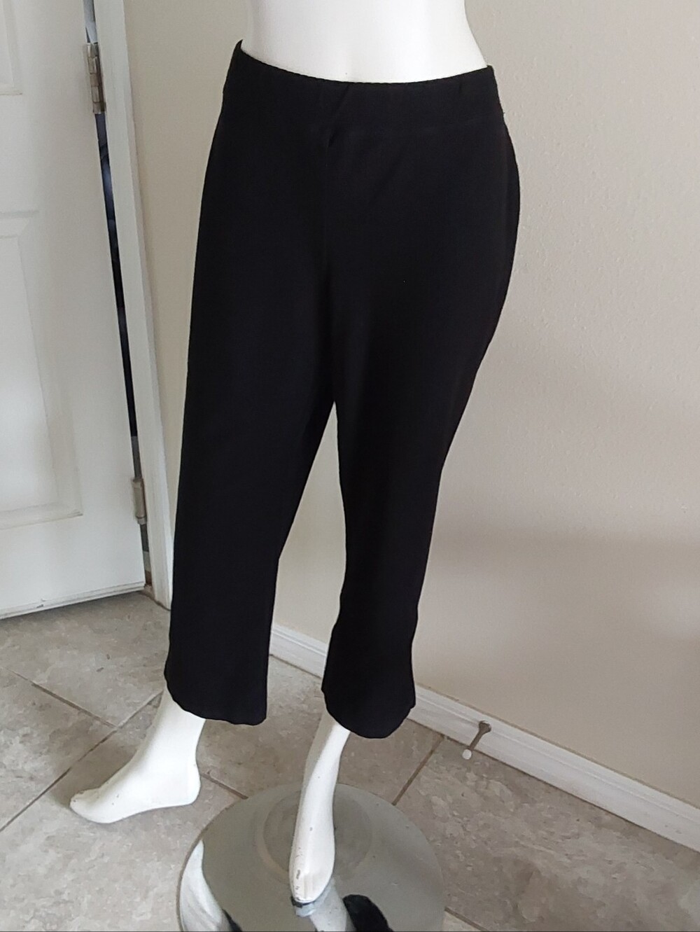 Eileen Fisher Black Cropped Pull-On Pants Size Large